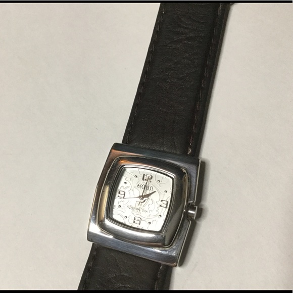ECCLISSI STERLING SILVER WATCH LEATHER STRAP EUC VINTAGE main image 8